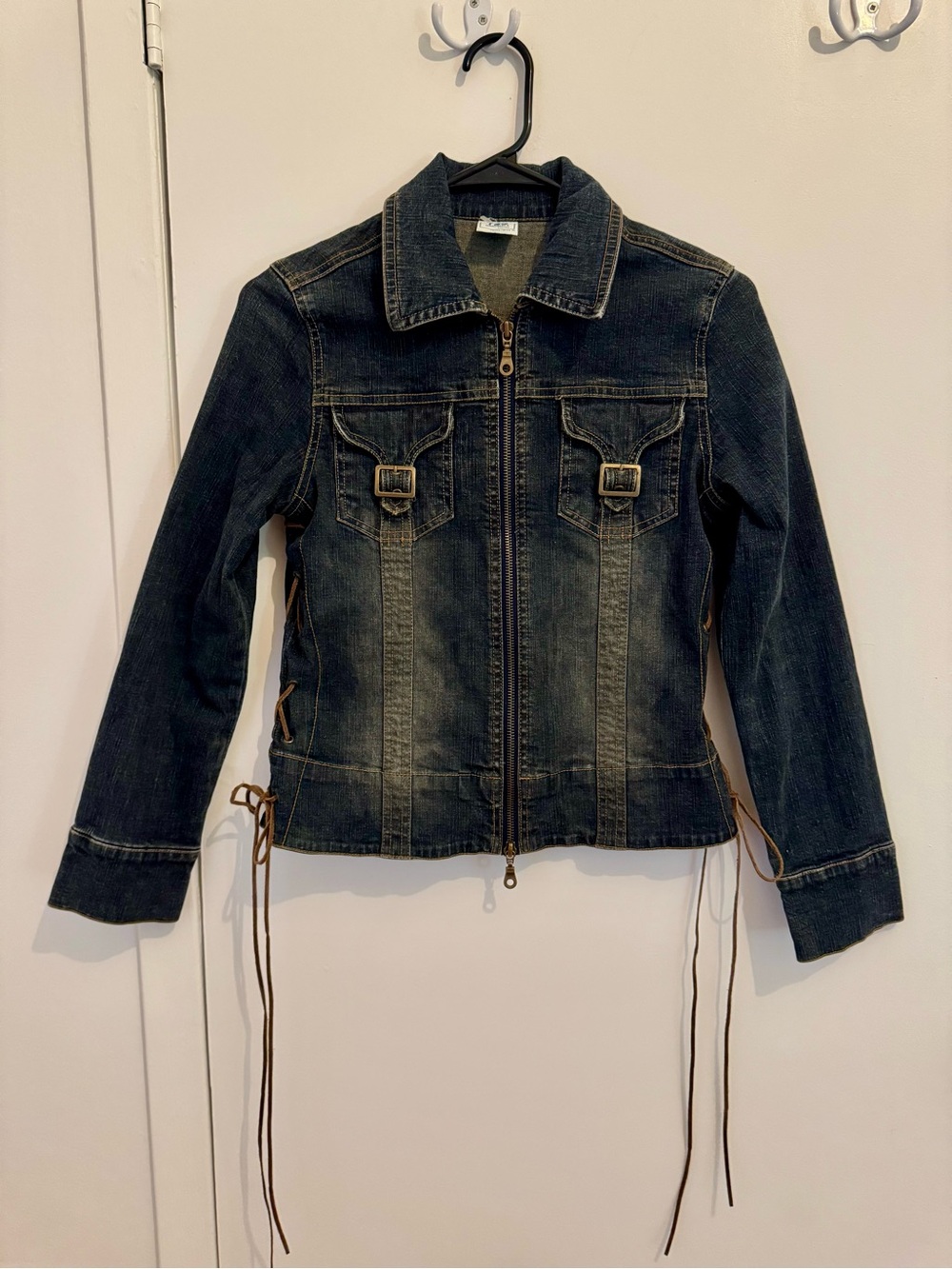 Women's Vintage Dark Wash Denim Zip-Front Jacket 725 Originals - Picture 2 of 3
